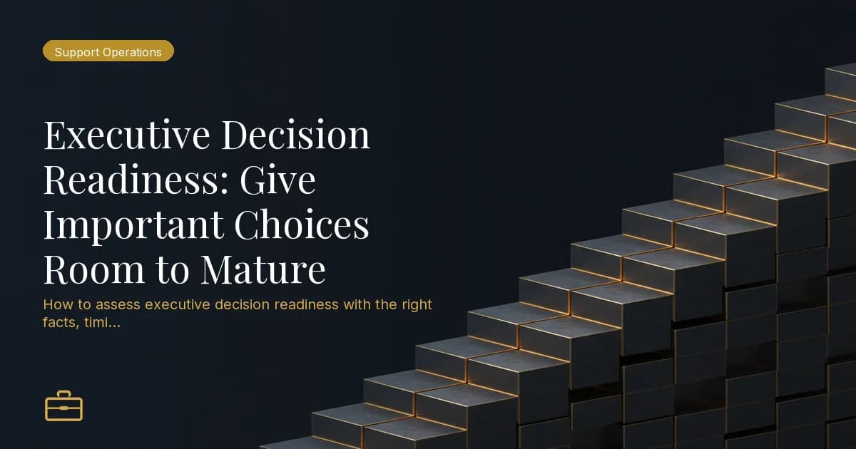Executive Decision Readiness: Give Important Choices Room to Mature