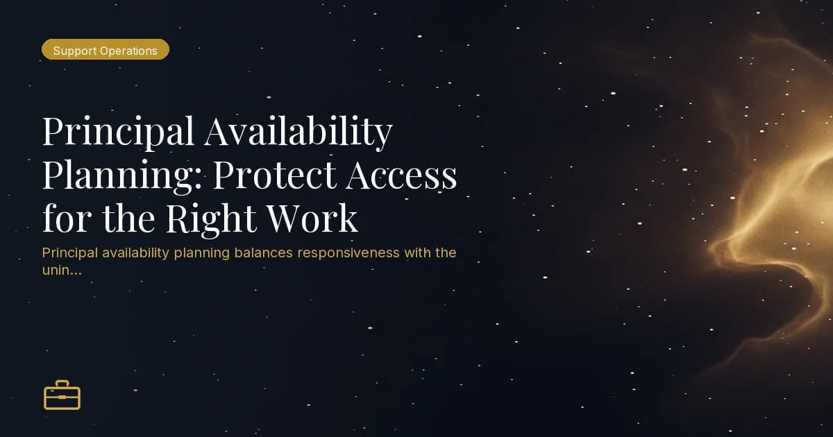 Principal Availability Planning: Protect Access for the Right Work