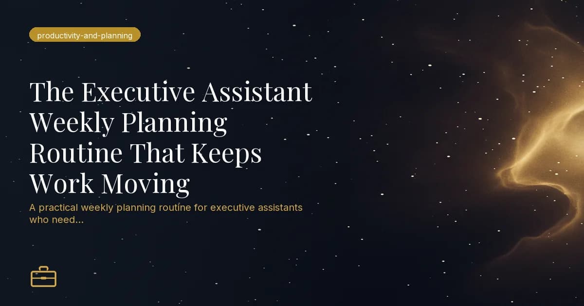 The Executive Assistant Weekly Planning Routine That Keeps Work Moving