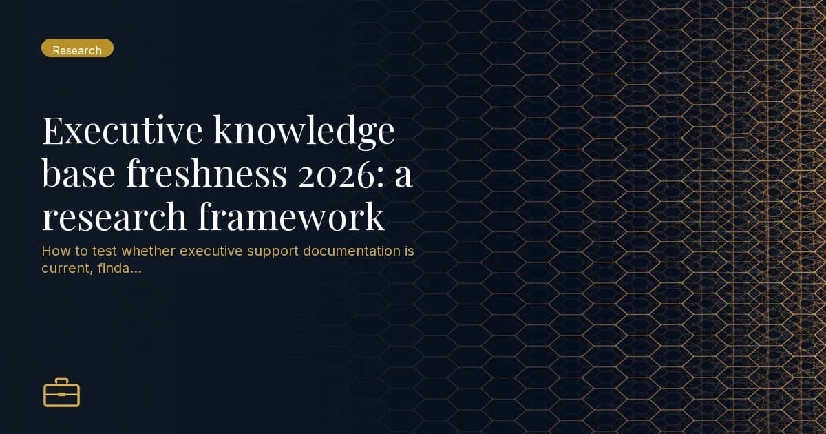 Executive knowledge base freshness 2026: a research framework
