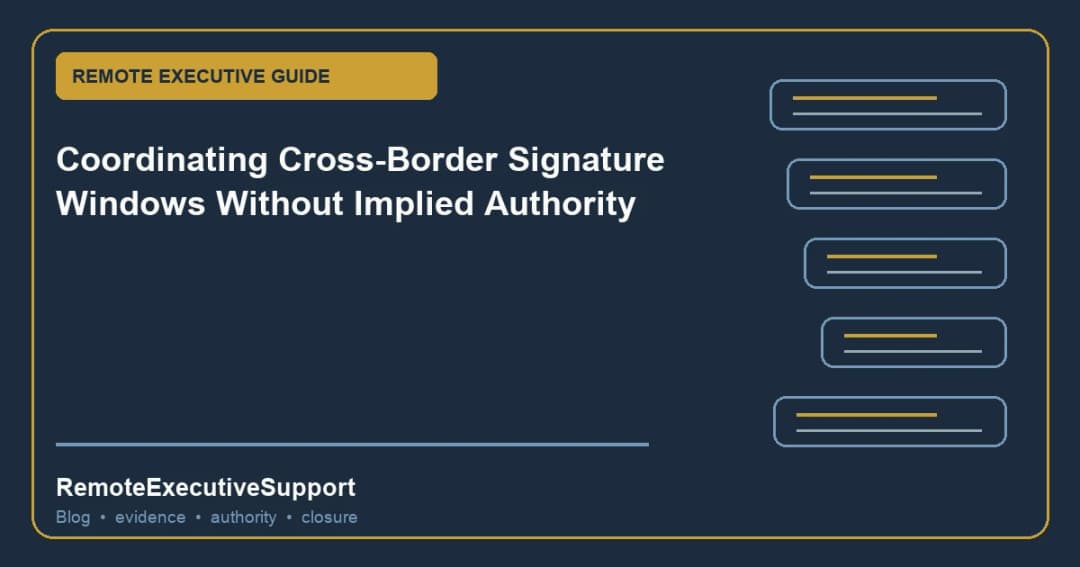 Coordinating Cross-Border Signature Windows Without Implied Authority