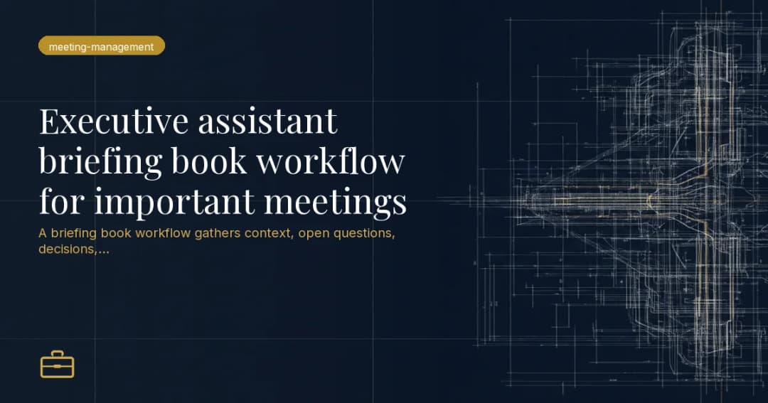 Executive assistant briefing book workflow for important meetings