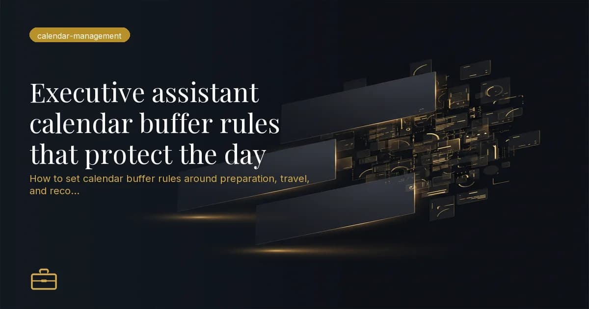 Executive assistant calendar buffer rules that protect the day