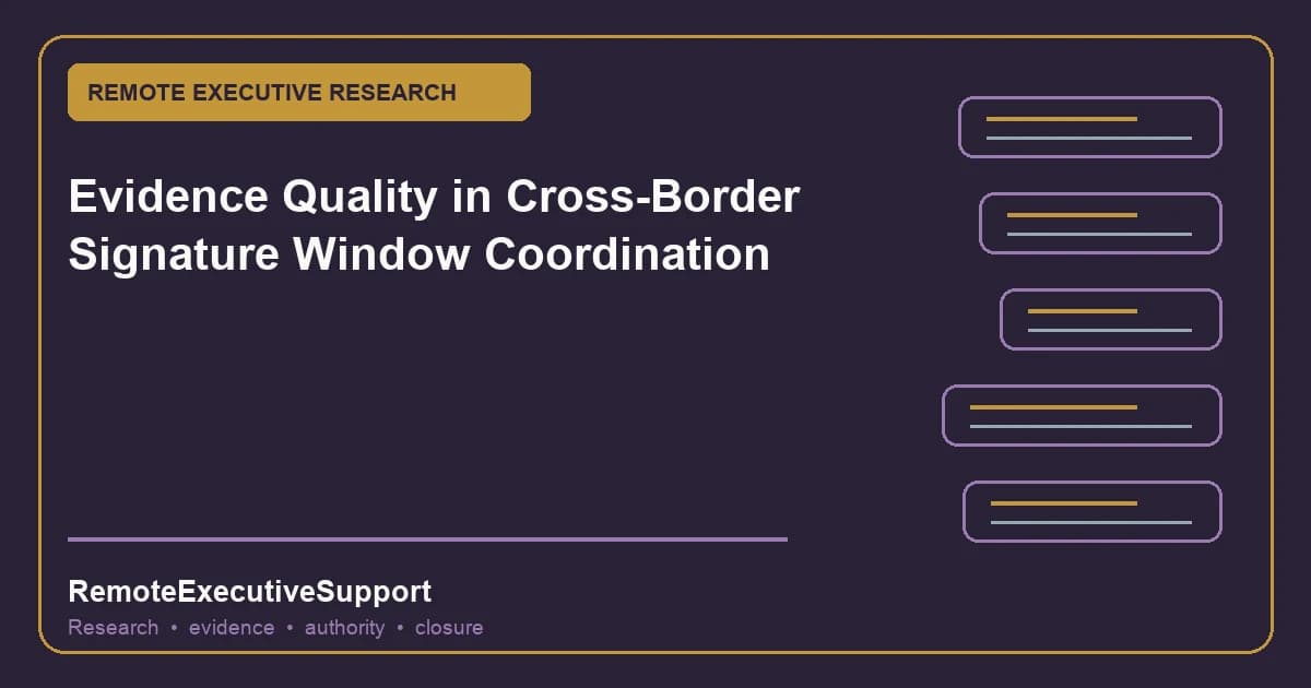 Evidence Quality in Cross-Border Signature Window Coordination