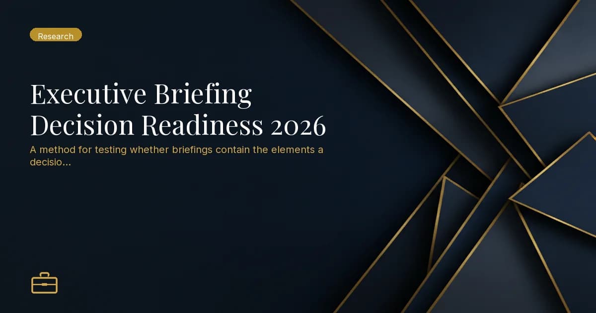 Executive Briefing Decision Readiness 2026